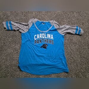 Carolina Panthers Womens Blue and Gray Raglan Shirt 2XL